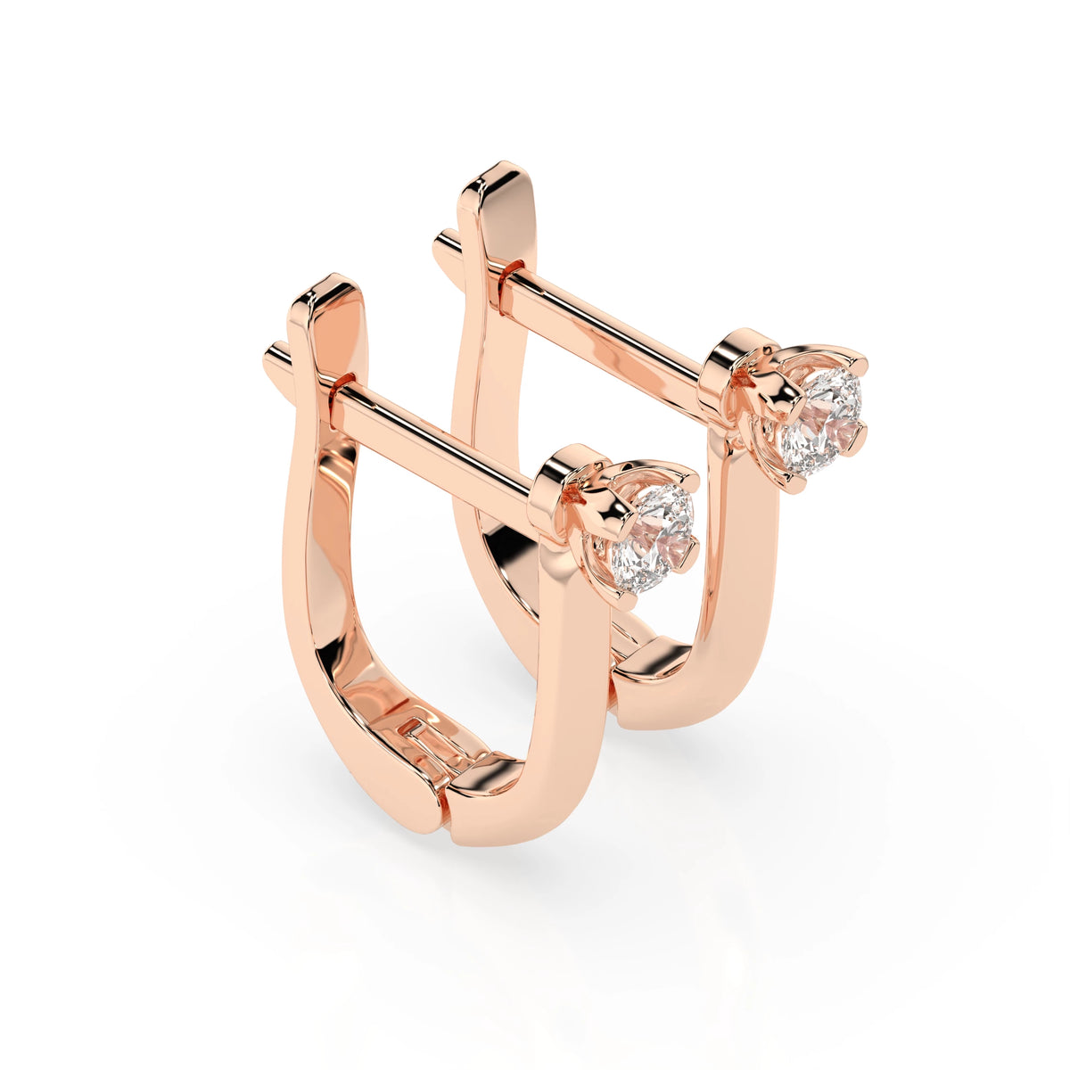Solitaire English Lock Earring (Round), 0.2 ct — 102-10089(3.0)
