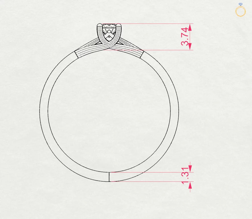 Solitaire Ring (Round), 0.1 ct — 101-10014(3.0)
