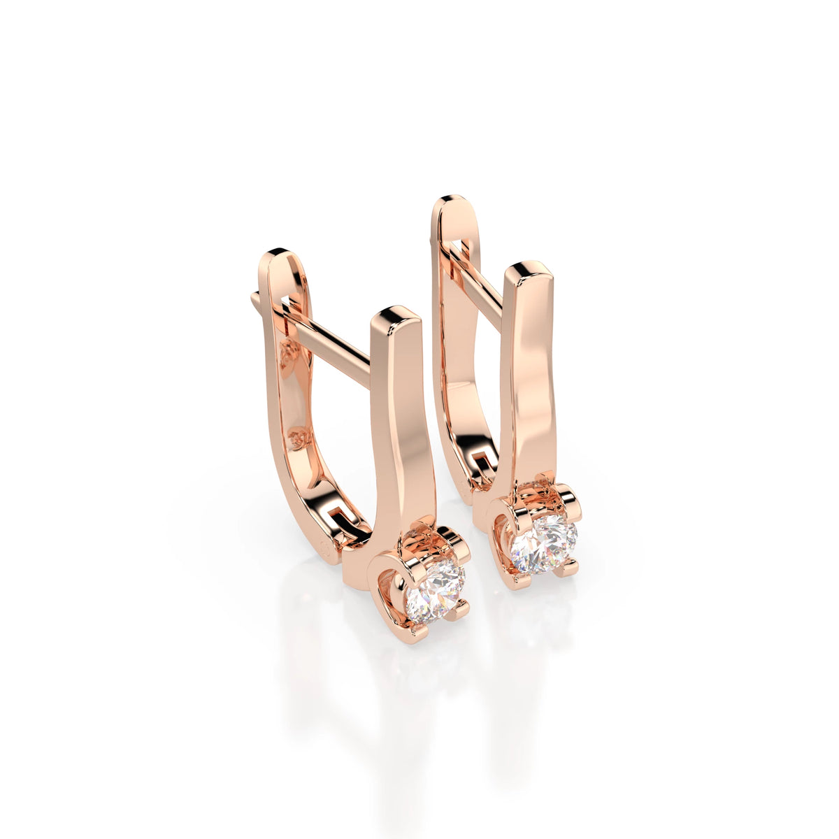Solitaire English Lock Earring (Round), 0.2 ct — 102-10022(3.0)