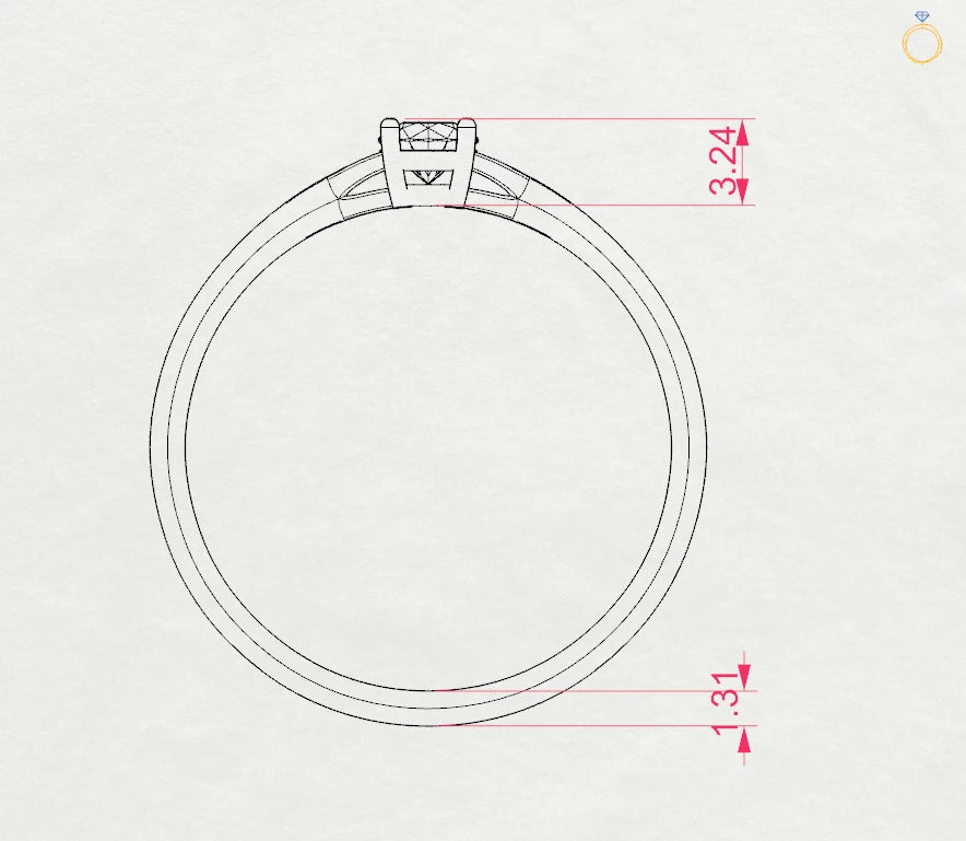 Solitaire Ring (Round), 0.2 ct — 101-10012/1(3.7)