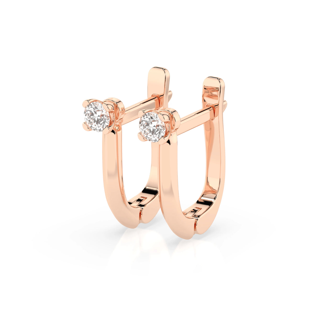 Solitaire English Lock Earring (Round), 0.2 ct — 102-10089(3.0)